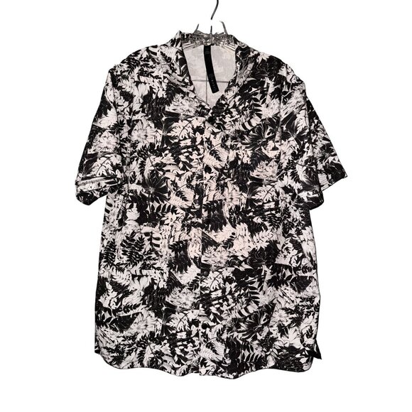 Lululemon Mens Black & White Short Sleeve Button-Up Shirt XL - Picture 1 of 9